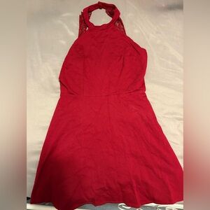 Lulu's Vibrant Red Halter Mini Dress